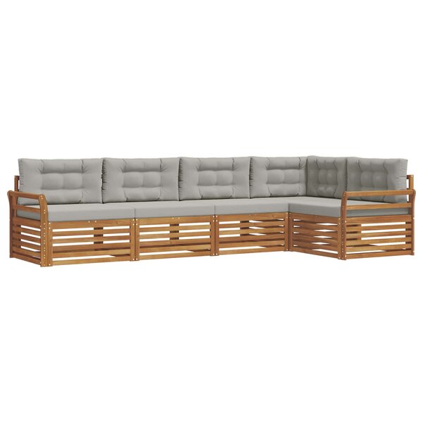 vidaXL Ensemble de canapés d'extérieur 5 Pièces Gris Naturel et Clair