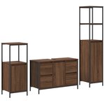 vidaXL Ensemble meubles salle de bain 3 pièces - Bois d'ingénierie chêne brun