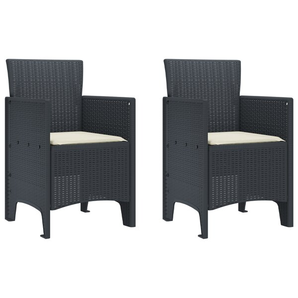 vidaXL Chaises de Jardin 2 Pièces Anthracite 53 x 49 x 85 cm
