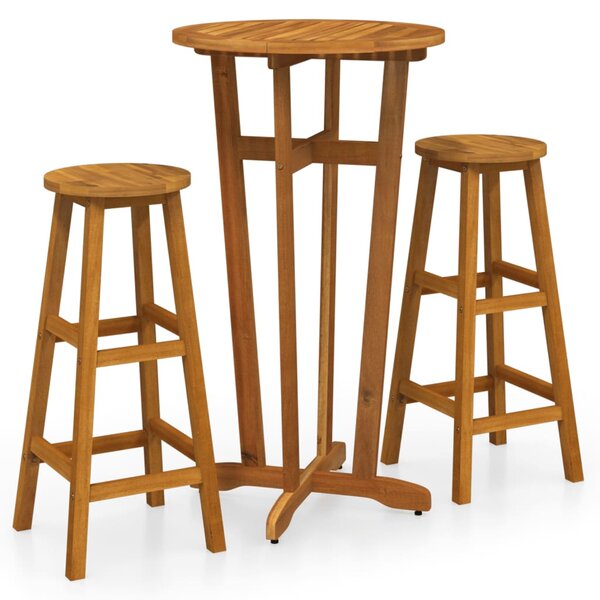vidaXL Ensemble de bar 3 Pièces Bois d'acacia solide