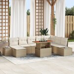 vidaXL Ensemble de salle à manger de jardin de 9 pièces avec coussins beige en poly rattan et acacia