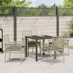 vidaXL Ensemble de Salle à Manger de Jardin 5 Pièces avec Coussins en Poly Rattan Gris Clair