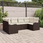 vidaXL Ensemble de canapé de jardin 6 Pièces Marron Poly rotin