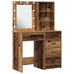 Set de coiffeuse 2 pièces avec LED en bois vieilli en bois d'ingénierie