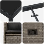 vidaXL Ensemble de salle à manger de jardin de 9 pièces avec coussins Gris Poly Rattan