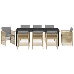 Ensemble de salle à manger de jardin 9 pièces vidaXL avec coussins Beige Poly Rotin