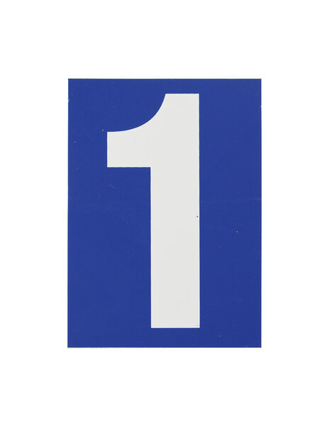 THIRARD - Plaque de signalisation 1  marquage blanc sur fond bleu  panneau PVC adhésif  65x90mm - THIRARD