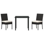vidaXL Ensemble de salle à manger de jardin 3 pièces Noir Poly Rattan
