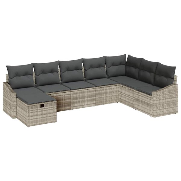 vidaXL Ensemble de canapé de jardin 8 Pièces Gris clair 55 x 62 x 69 cm