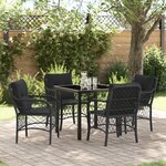 vidaXL Set de repas de jardin 5 pièces avec coussins en rattan poly noir