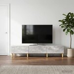 vidaXL Meuble TV 147 x 34 5 x 30 cm Gris béton Bois d'ingénierie