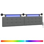 vidaXL Tête de lit suspendue Avec lumière LED Gris foncé Tissu
