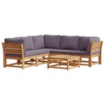 vidaXL Salon de jardin 6 Pièces avec coussins bois d'acacia solide