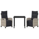 vidaXL Ensemble de salle à manger pour jardin 3 Pièces Gris clair