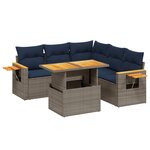 vidaXL Salon de jardin 6 Pièces avec coussins gris résine tressée