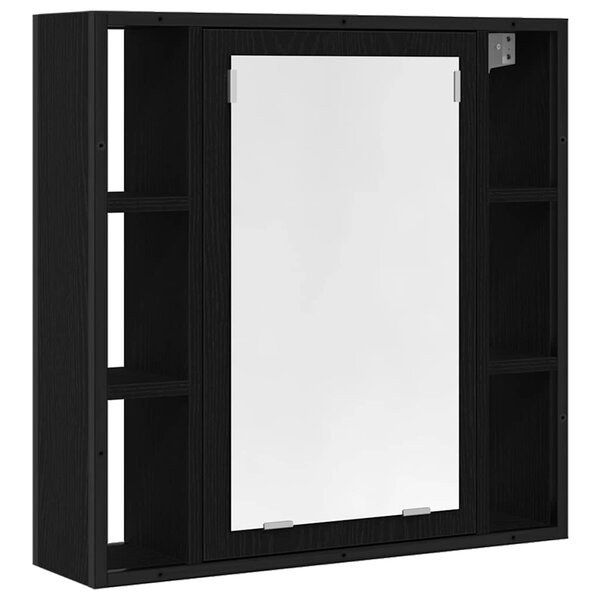vidaXL Armoire de salle de bain avec miroir Chêne noir 60 x 16 x 60 cm Bois d'ingénierie