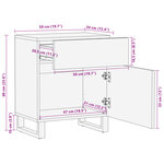 vidaXL Table de chevet blanc 50x34x60 cm bois de manguier massif
