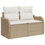 Ensemble de canapé de jardin 6 pièces avec coussins Beige Rotin