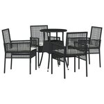 vidaXL Ensemble de Salle à Manger de Jardin 5 Pièces Noir en Poly Rattan