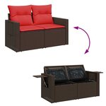 vidaXL Salon de jardin avec coussins 8 Pièces marron résine tressée acacia