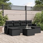 vidaXL Salon de jardin 7 Pièces avec coussins noir résine tressée