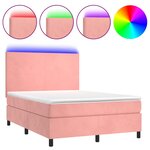 vidaXL Sommier à lattes de lit et matelas LED Rose 140x200 cm Velours
