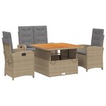 vidaXL Ensemble à manger de jardin coussins 4 Pièces beige résine tressée