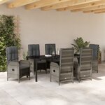vidaXL Set de salle à manger de jardin 7 pièces en gris poly rattan