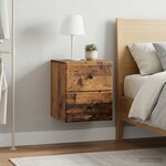 vidaXL Cabinet de chevet mural 2 pc Bois ancien 34 5 x 33 x 40 cm