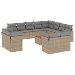 vidaXL Salon de jardin et coussins 13 Pièces mélange beige résine tressée
