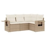 vidaXL Salon de jardin avec coussins 4 Pièces beige résine tressée