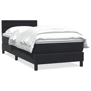 vidaXL Sommier à lattes de lit avec matelas noir 90x220 cm velours