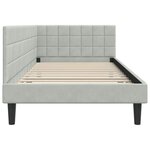 vidaXL Cadre de lit d'angle Gris clair 90 cm x 190 cm Velours