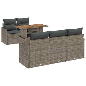vidaXL Ensemble de canapé de jardin 6 Pièces Gris Poly rotin