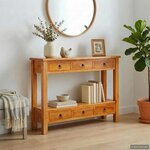 vidaXL Table console Naturel 115 x 32 x 76 cm Bois de Mahogany Massif