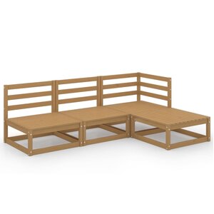 vidaXL Salon de jardin 4 Pièces marron miel bois de pin massif