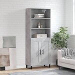 vidaXL Buffet haut Gris béton 69 5x34x180 cm Bois d'ingénierie
