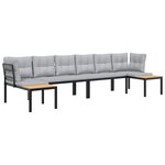 vidaXL Salon de jardin avec coussins 4 Pièces noir acier enduit de poudre