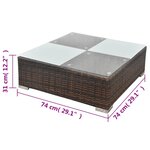 vidaXL Salon de jardin 5 Pièces avec coussins résine tressée marron