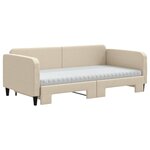 vidaXL Lit de jour avec gigogne et matelas crème 100x200 cm tissu