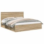 vidaXL Cadre de lit avec tête de lit Sonoma 180 x 200 cm Pin massif