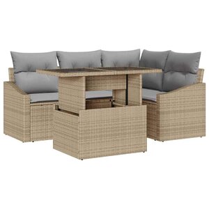 vidaXL Ensemble de canapé de jardin 5 Pièces Beige et Gris clair