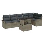 vidaXL Ensemble de Canapés de Jardin 7 pièces avec Coussins Gris Rattan Synthétique