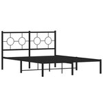 vidaXL Cadre de lit métal sans matelas avec tête de lit noir 140x200cm