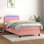 vidaXL Sommier à lattes de lit avec matelas LED Rose 90x200 cm Velours