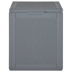 vidaXL Boîte de rangement de jardin gris PP rotin 90 L