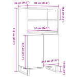 vidaXL Buffet haut vieux bois 60x36x110 cm bois d'ingénierie