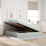 vidaXL Lit avec rangement et matelas Gris clair 160 x 200 cm Velours