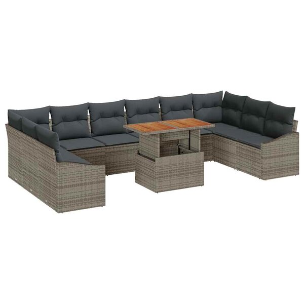 vidaXL Ensemble de salle à manger pour jardin 11 Pièces Gris et marron