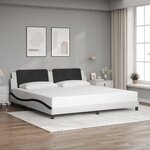 vidaXL Cadre de lit sans matelas blanc et noir 200x200 cm similicuir